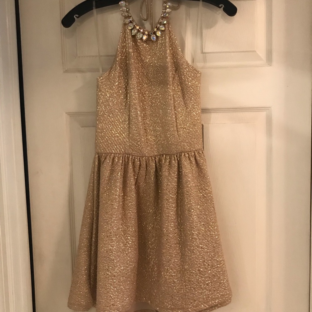 Gold halter dress